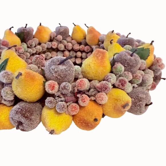 Frosted Sugared Fruit Wreath Artificial Home Decor VTG Centerpiece By Valerie - Picture 14 of 15